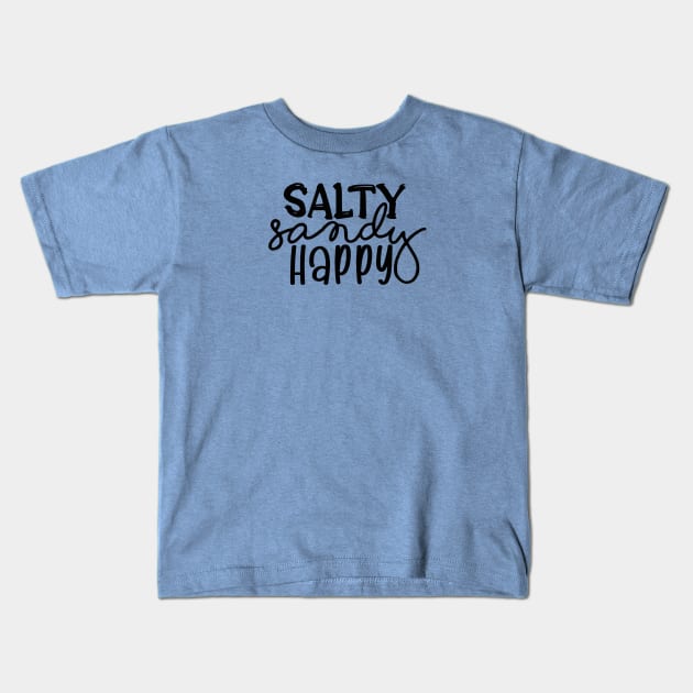 Salty, Sandy, Happy Kids T-Shirt by Del Doodle Design